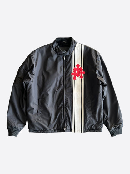 Chrome Hearts Black & White Striped Triple Cross Racing Jacket