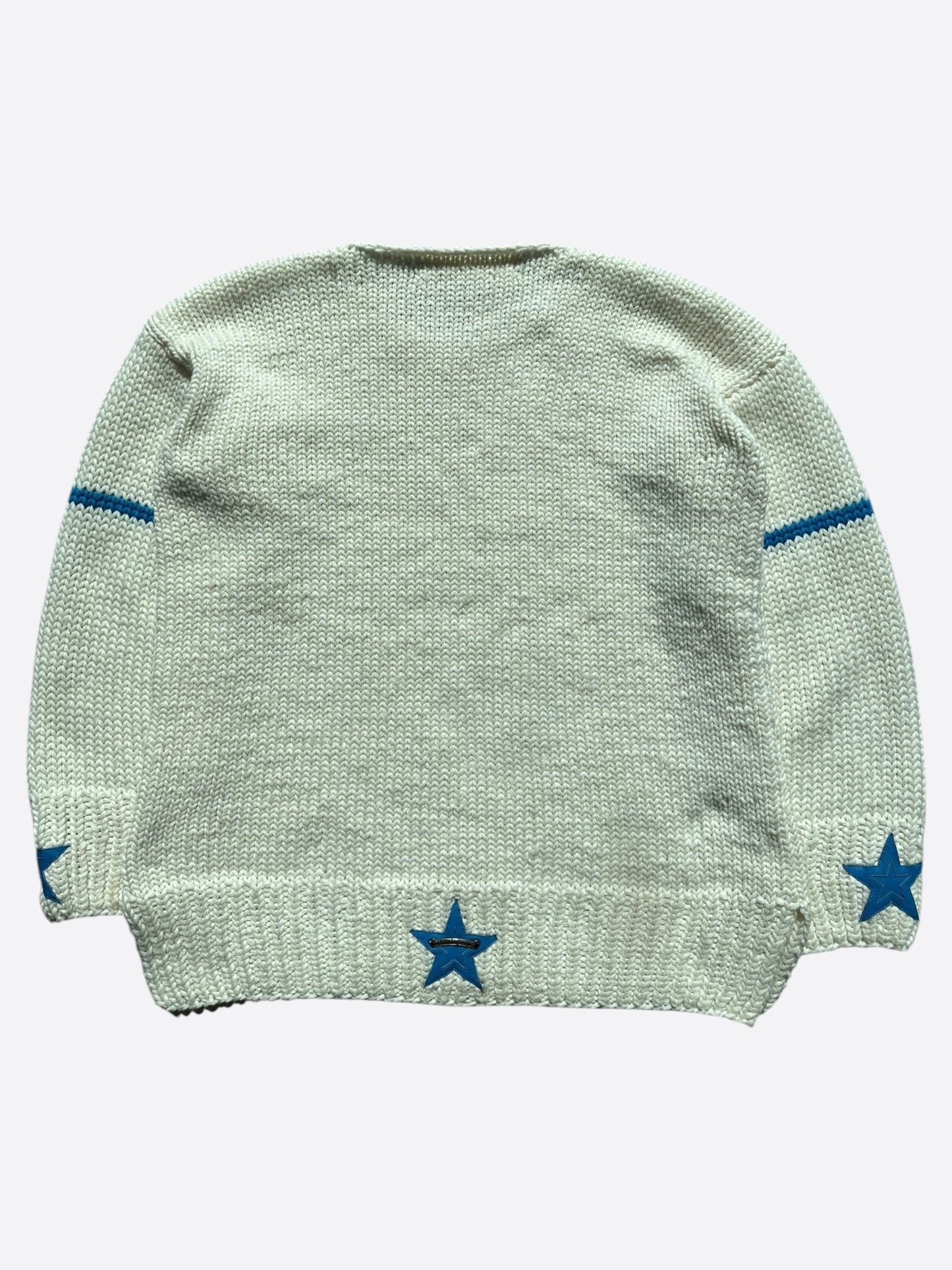 Chrome Hearts Fontainebleau White & Blue Star Patch Cashmere Sweater