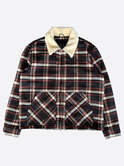 Chrome Hearts Black & Red Plaid Sherpa Jacket