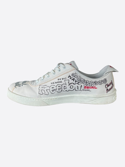 Chanel Pharrell White & Multicolor Graffiti Logo Sneakers