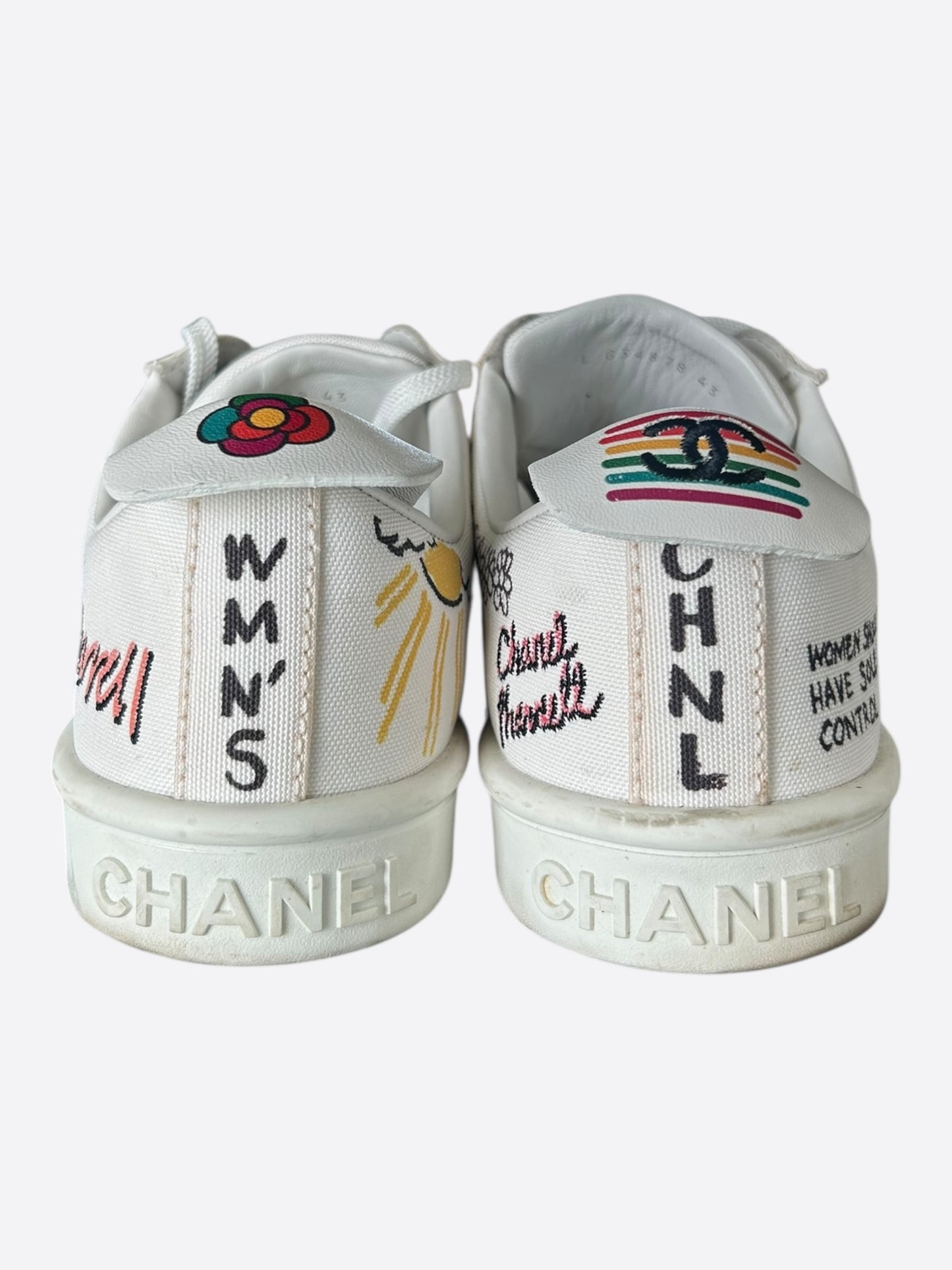 Chanel Pharrell White & Multicolor Graffiti Logo Sneakers