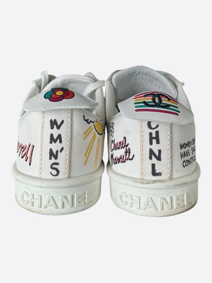 Chanel Pharrell White & Multicolor Graffiti Logo Sneakers