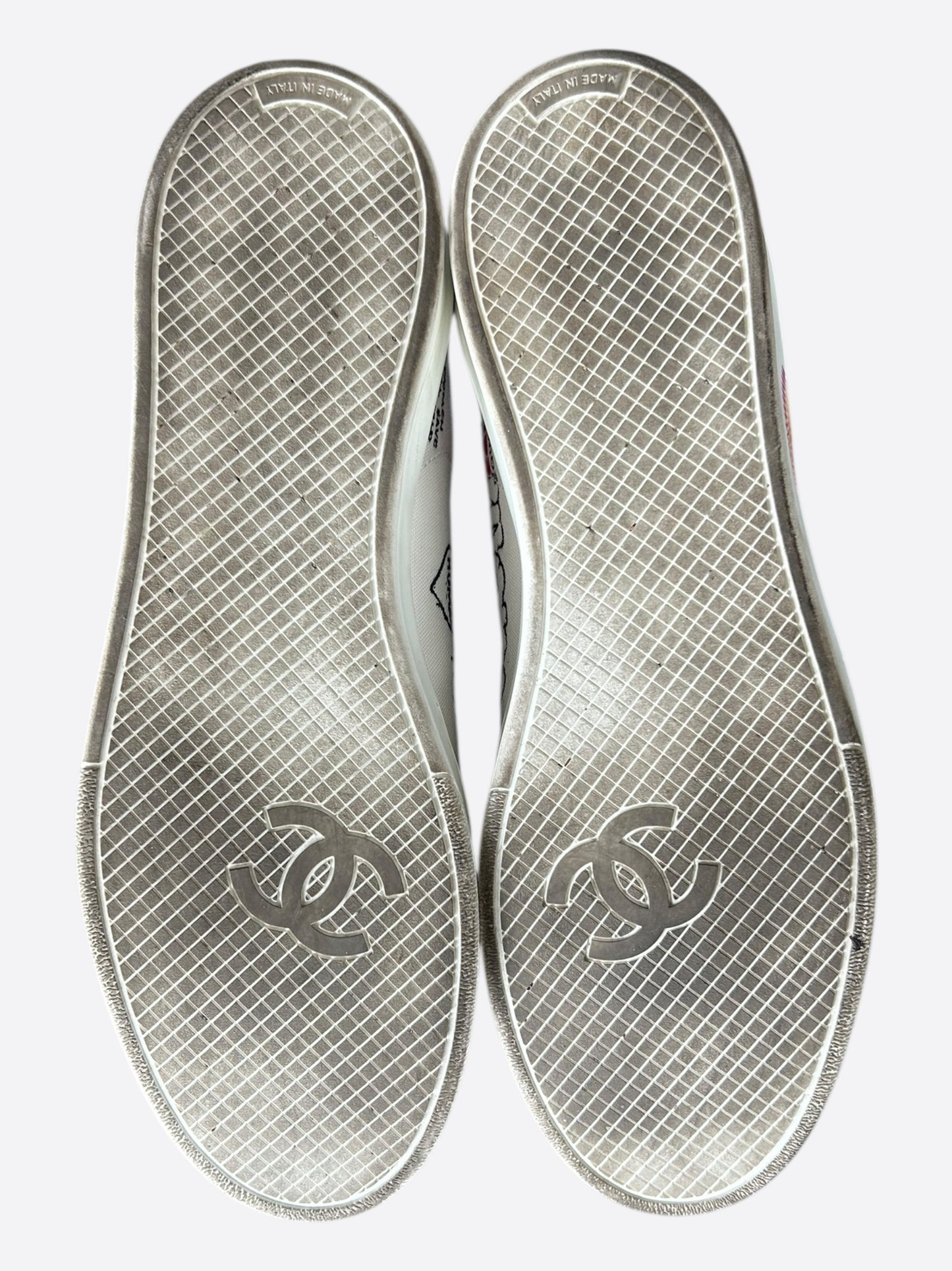 Chanel Pharrell White & Multicolor Graffiti Logo Sneakers