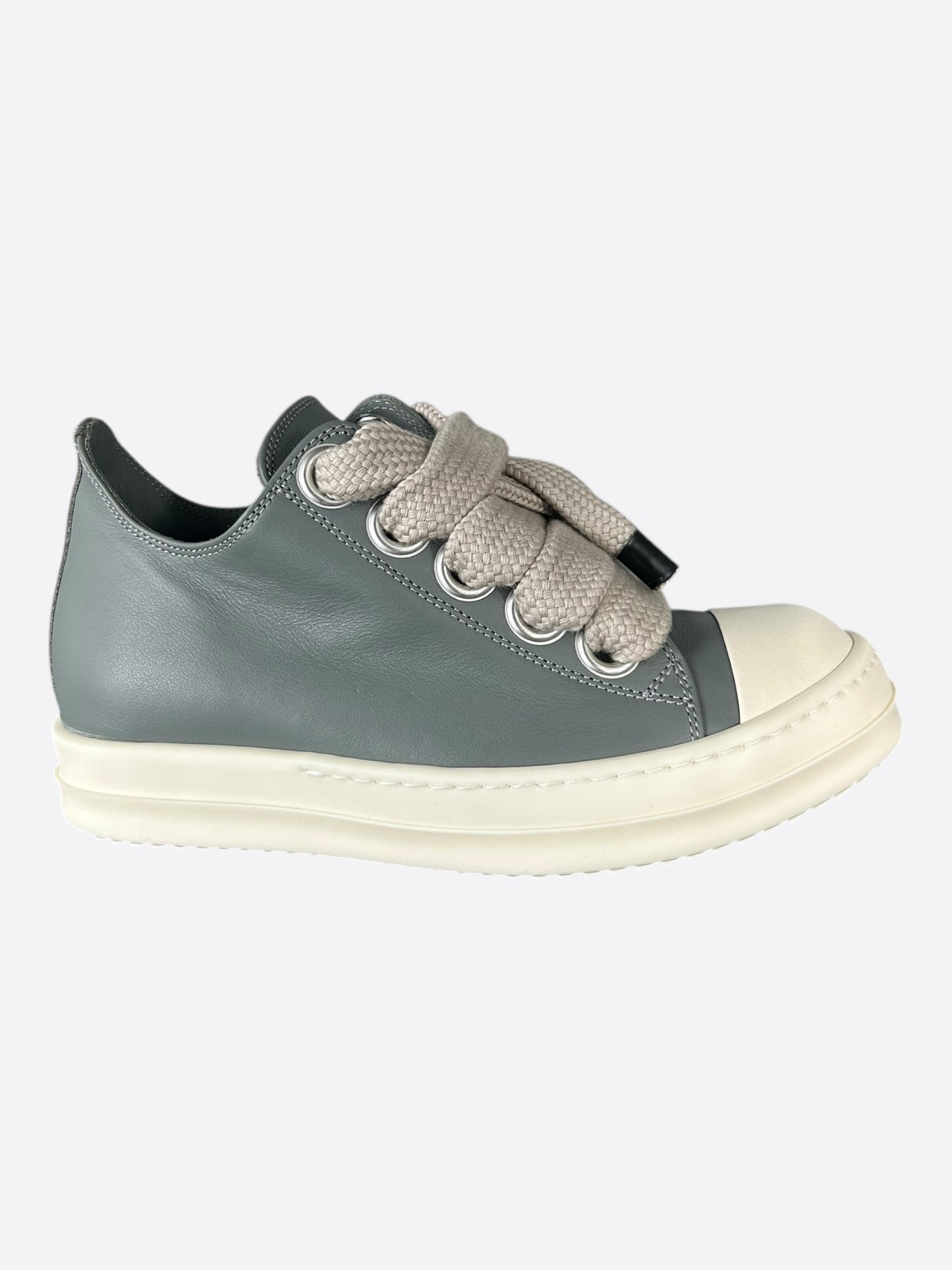 Rick Owens Grey & White Jumbo Lace Women's Low Top Sneakers