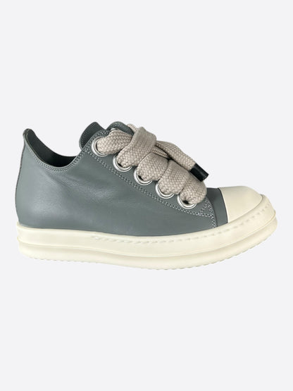 Rick Owens Grey & White Jumbo Lace Women's Low Top Sneakers