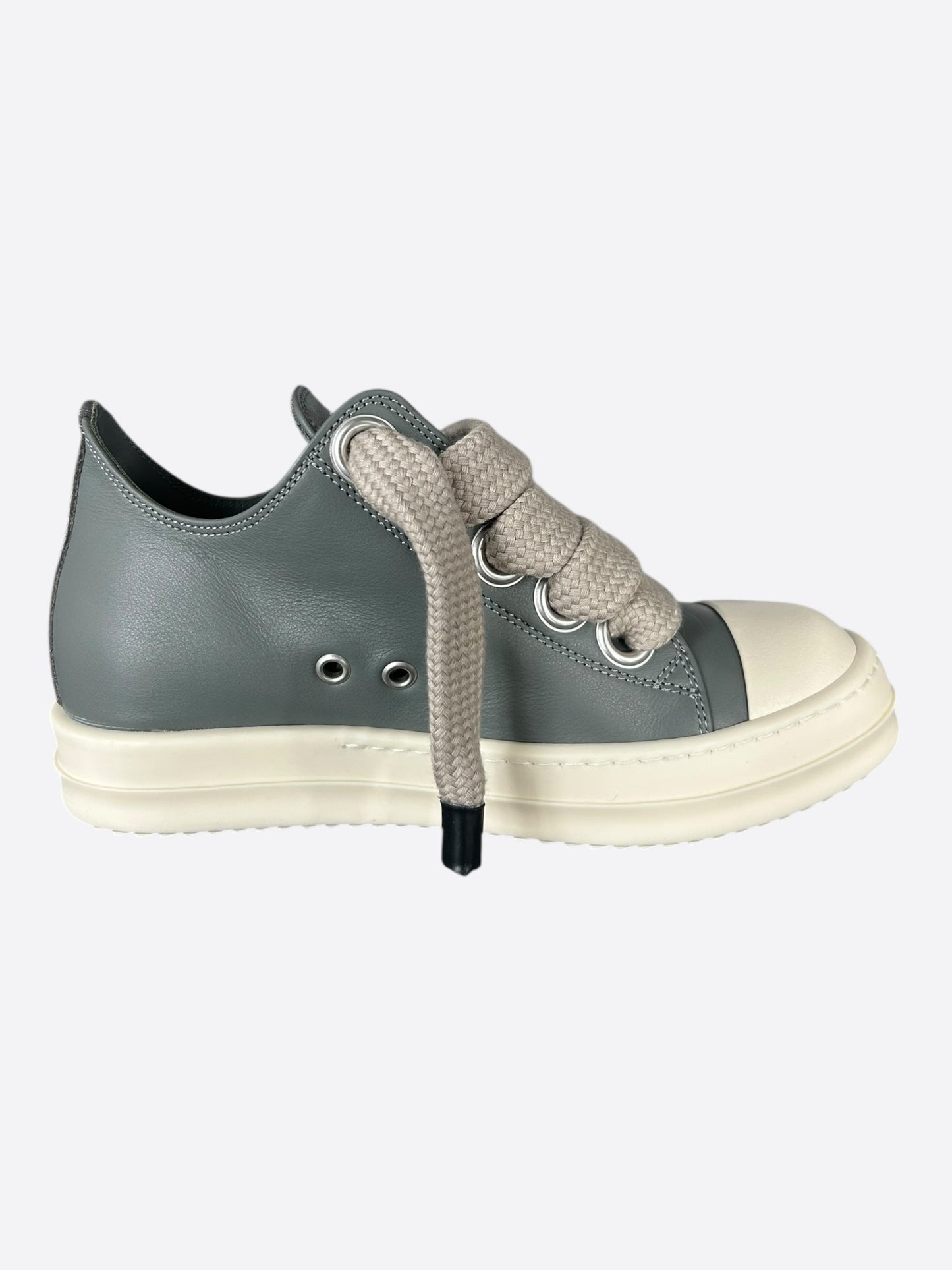 Rick Owens Grey & White Jumbo Lace Women's Low Top Sneakers