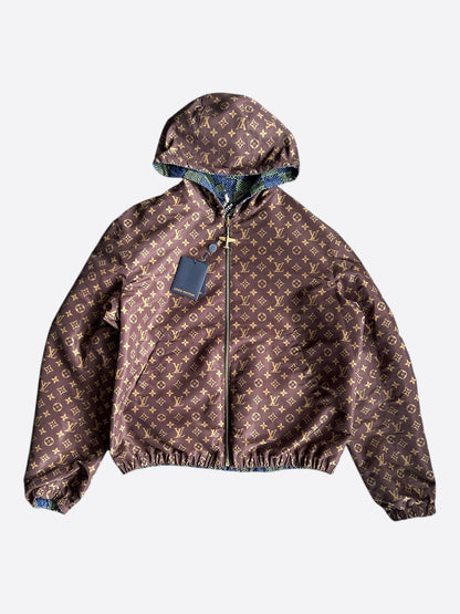 Louis Vuitton Blue, Green Damier & Brown Monogram Reversible Windbreaker