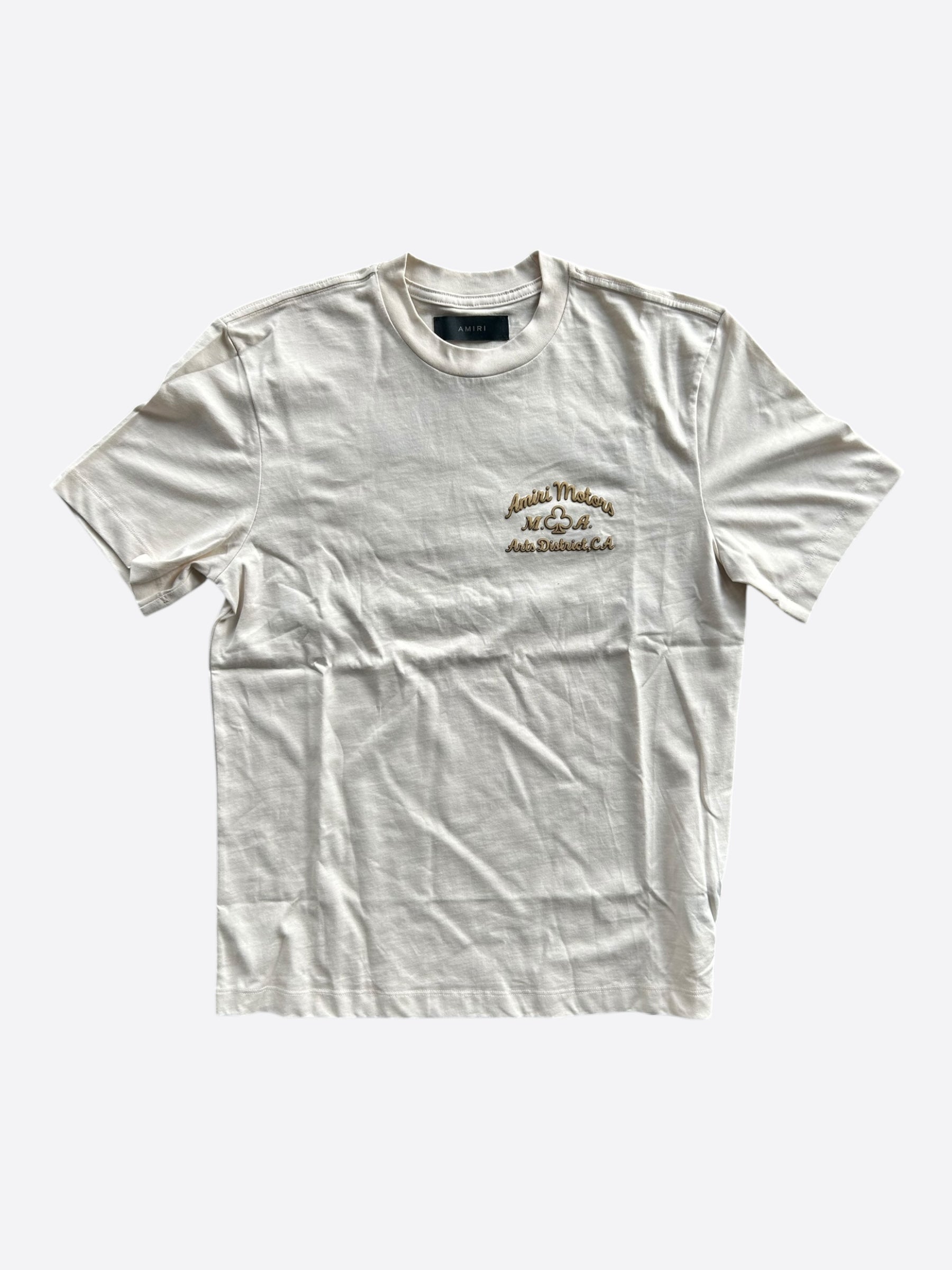 AMIRI ベージュ　ロゴ Tシャツ Amiri Beige & Brown Motors Embroidered Logo T-Shirt – Savonches