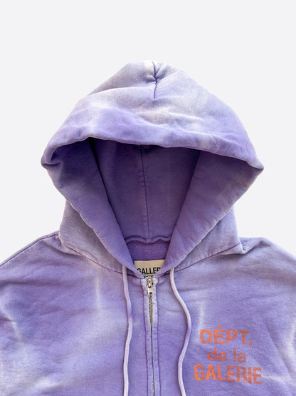 Gallery Dept Purple Sun Faded French Logo Zip Up Hoodie