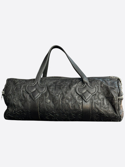 Chrome Hearts Black Leather Cross Patch Duffel Bag