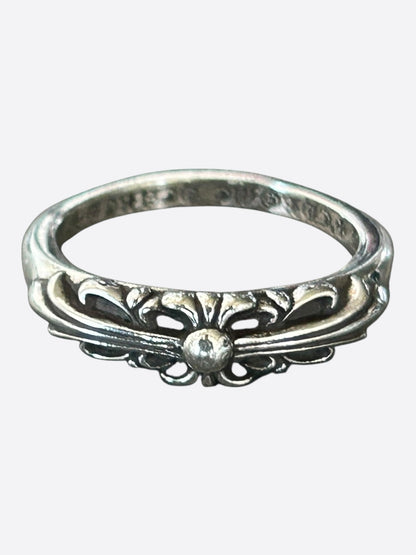 Chrome Hearts Silver Cross Floral Ring