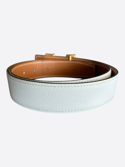 Hermes White & Brown Gold Reversible Belt