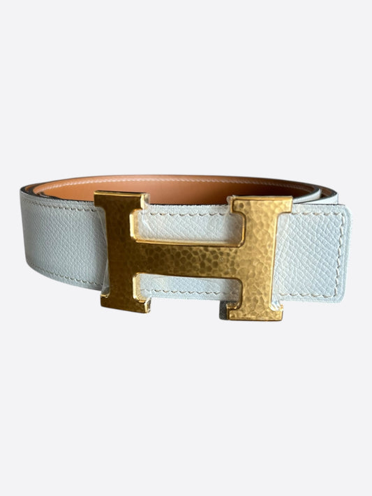 Hermes White & Brown Gold Reversible Belt