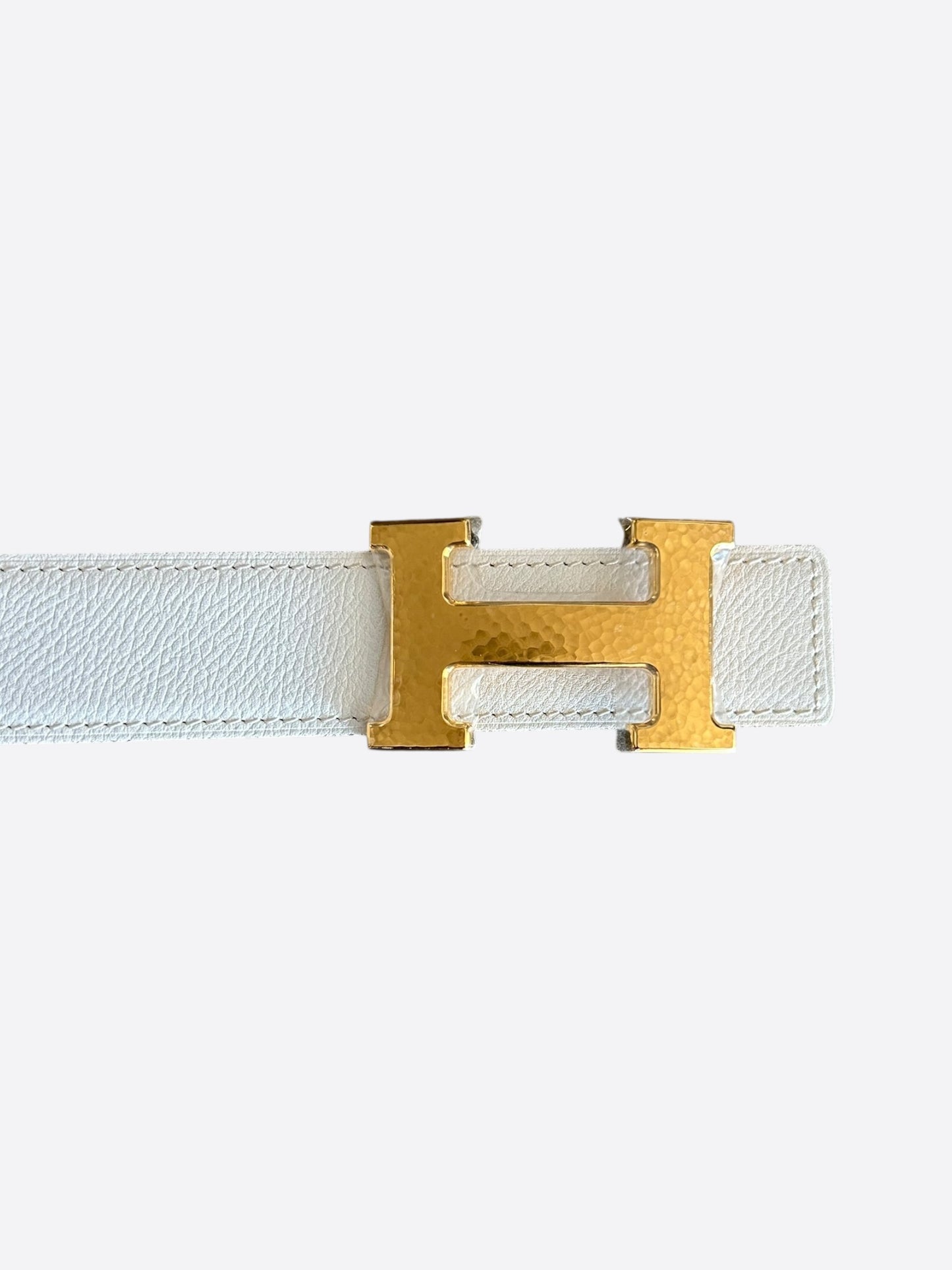 Hermes White & Brown Gold Reversible Belt