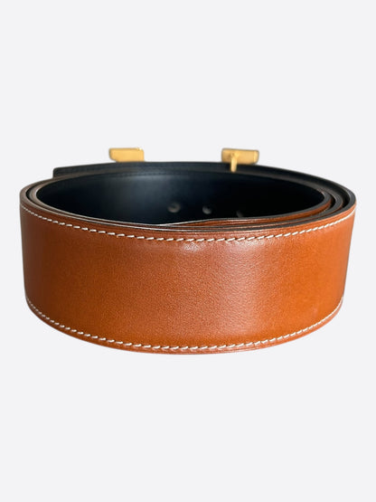 Hermes Brown & Black Gold Reversible Belt