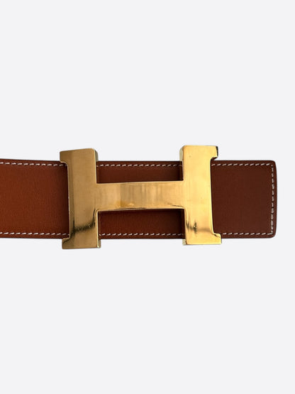 Hermes Brown & Black Gold Reversible Belt