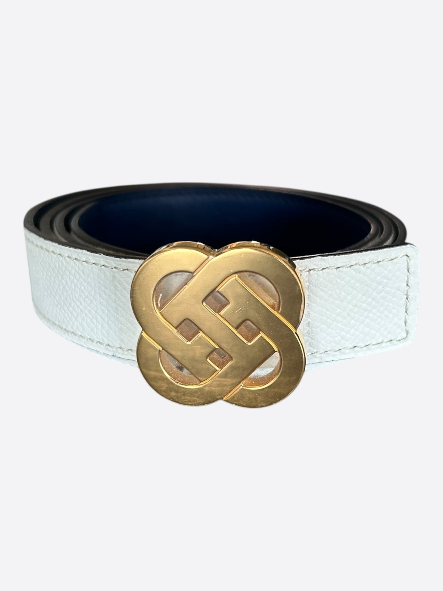 Hermes White & Black Gold Reversible Infinity Belt