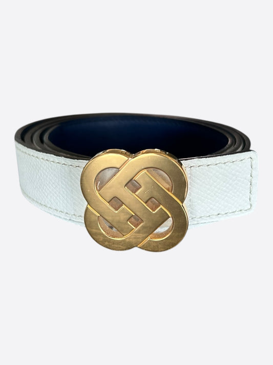 Hermes White & Black Gold Reversible Infinity Belt