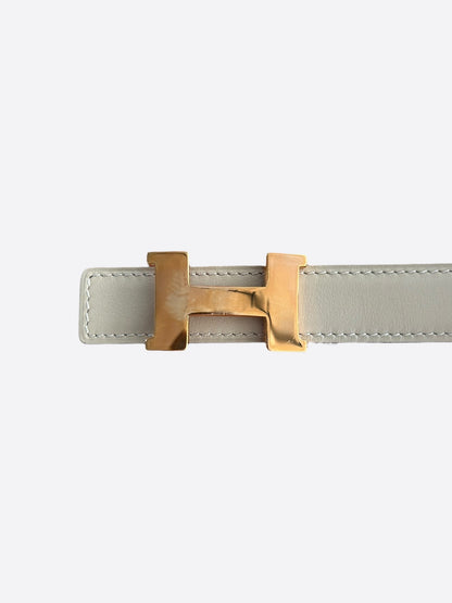 Hermes White & Brown Gold Constance Reversible Belt