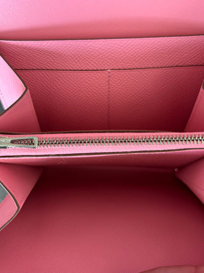Hermes Pink Epsom & Palladium Hardware Constance Compact Wallet