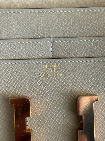 Hermes Craie Epsom & Gold Hardware Constance Compact Wallet