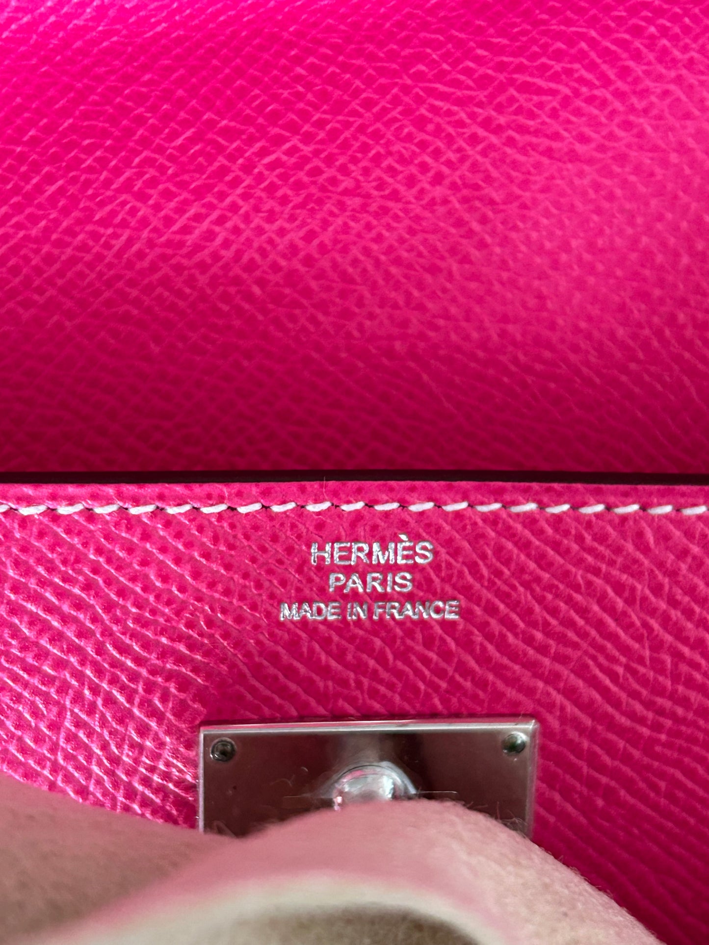 Hermes Pink Epsom & Palladium Hardware Kelly Wallet