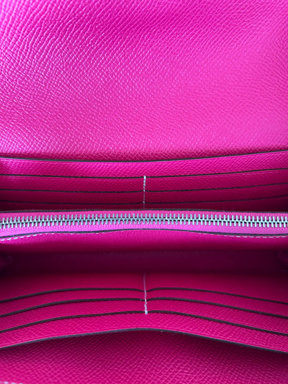 Hermes Pink Epsom & Palladium Hardware Kelly Wallet