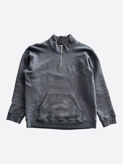 Chrome Hearts Black Triple Cross Patch Paper Jam Quarter Zip Sweater
