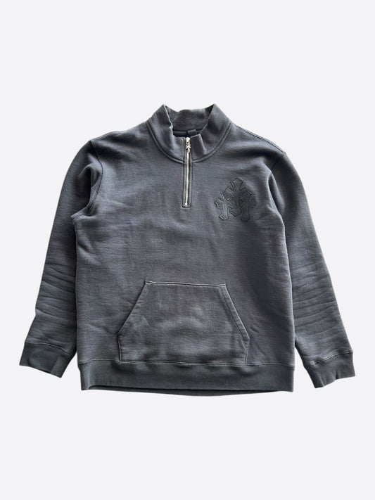 Chrome Hearts Black Triple Cross Patch Paper Jam Quarter Zip Sweater