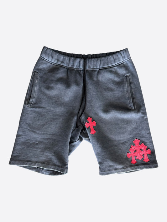 Chrome Hearts Navy & Red Triple Cross Patch Paper Jam Shorts