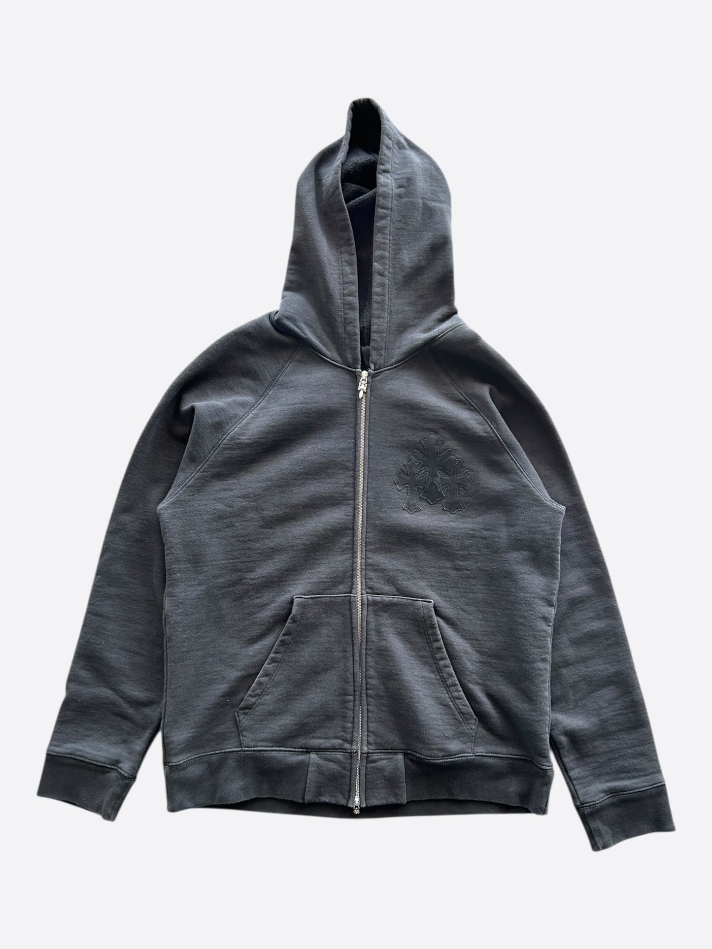 Chrome Hearts Black Triple Cross Patch Paper Jam Zip Up Hoodie