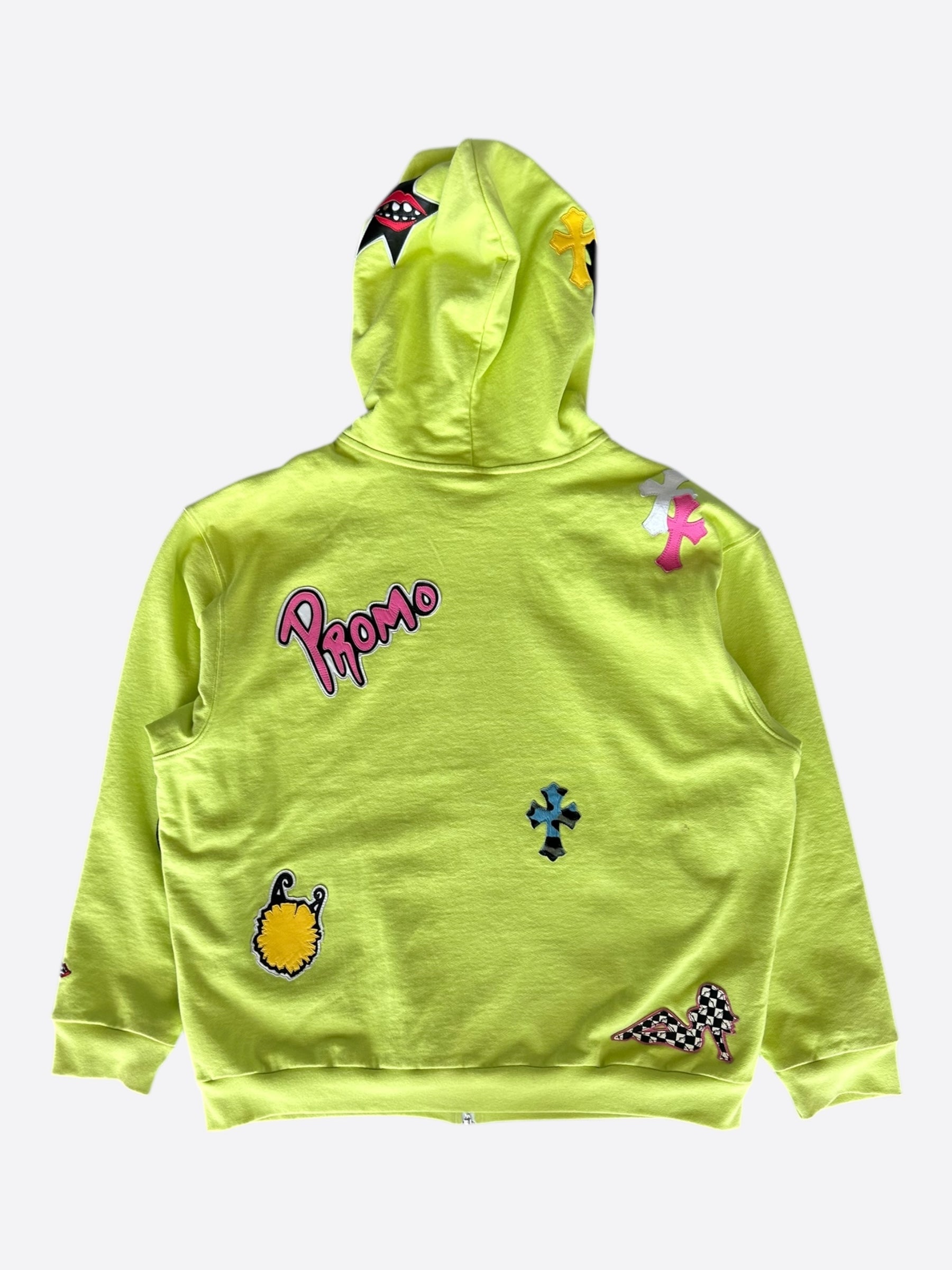 Chrome Hearts Matty Boy Lime Green & Multicolor Patch 1/1 Hoodie