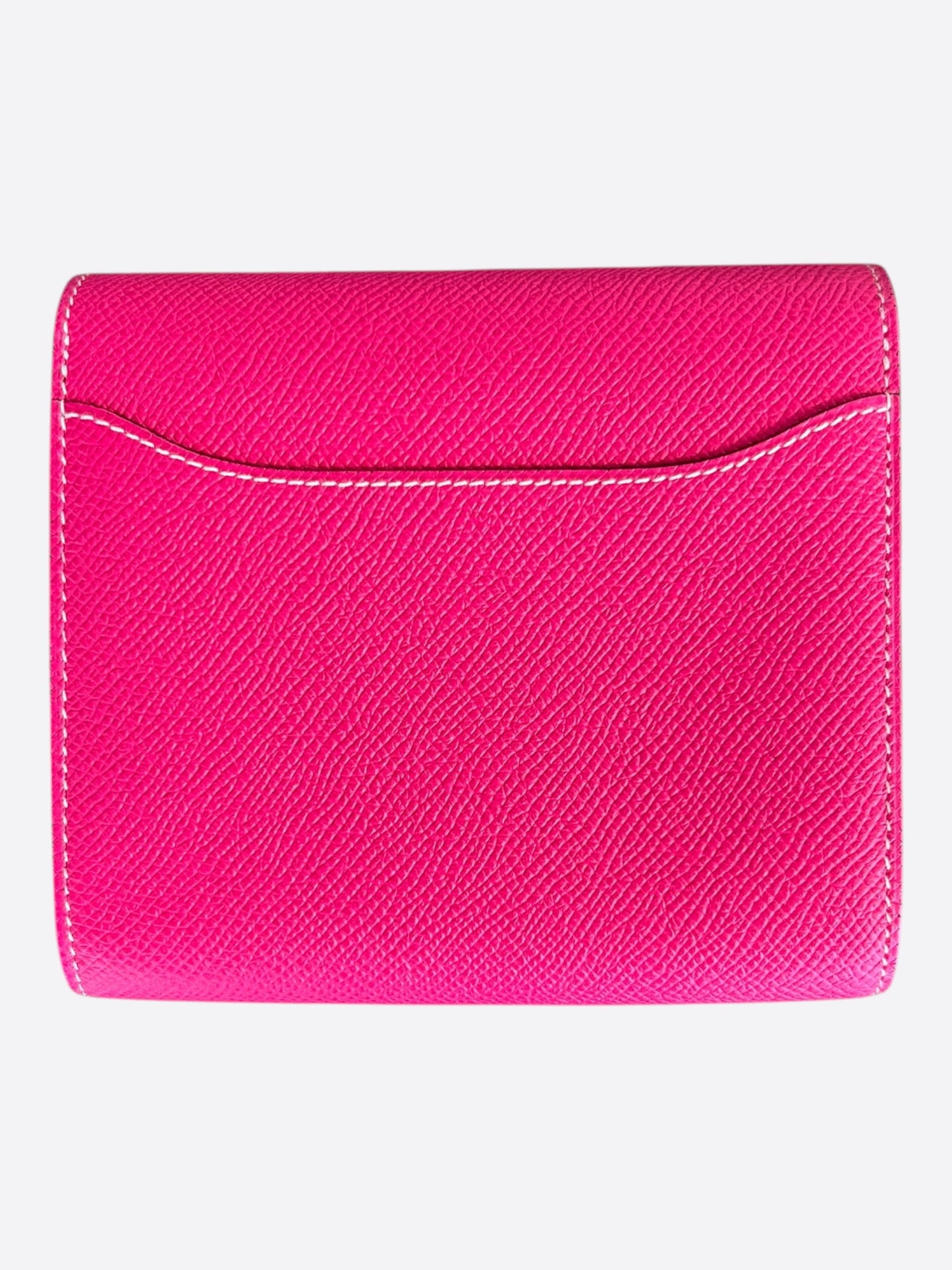 Hermes Pink Epsom & Palladium Hardware Constance Compact Wallet