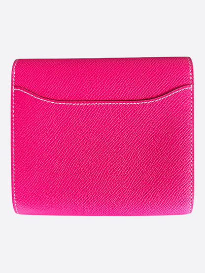 Hermes Pink Epsom & Palladium Hardware Constance Compact Wallet
