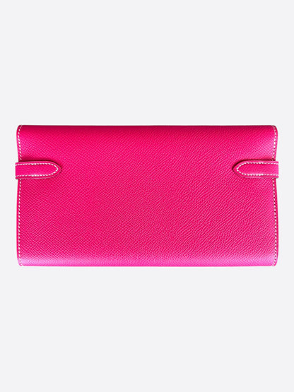 Hermes Pink Epsom & Palladium Hardware Kelly Wallet