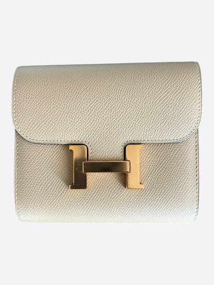 Hermes Craie Epsom & Gold Hardware Constance Compact Wallet