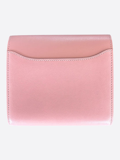 Hermes Pink Box Leather& Gold Hardware Lizard Constance Compact Wallet