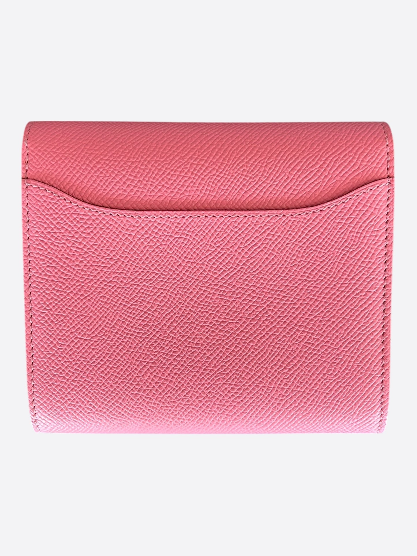 Hermes Pink Epsom & Palladium Hardware Constance Compact Wallet