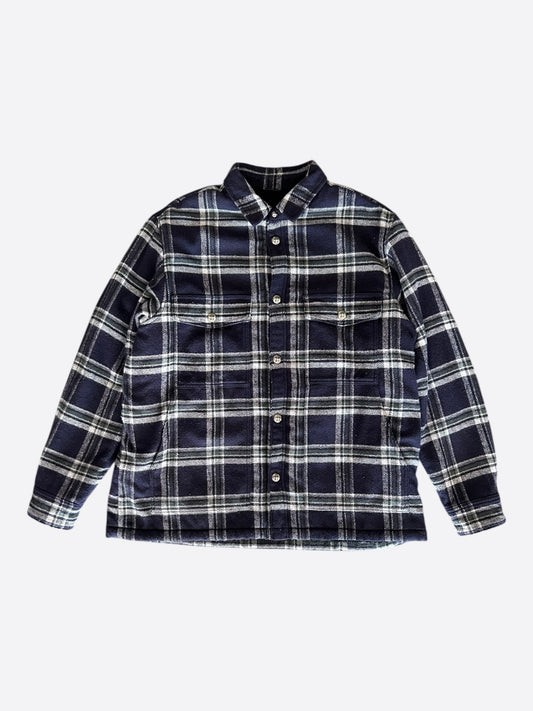 Chrome Hearts Navy & Green Plaid Sherpa Jacket