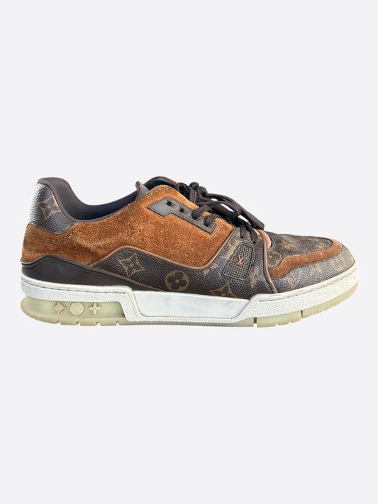 Louis Vuitton Brown Suede Monogram Trainers