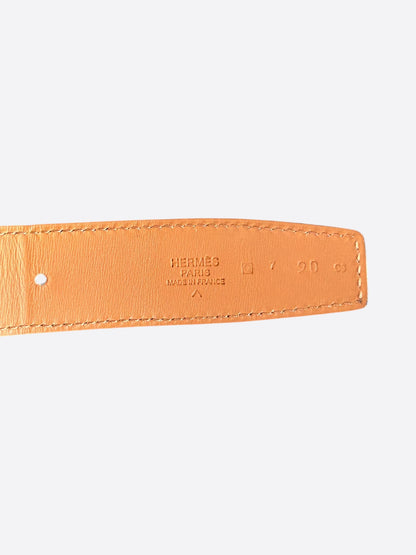 Hermes Mimosa Yellow & Brown Crocodile Glenan Reversible Belt