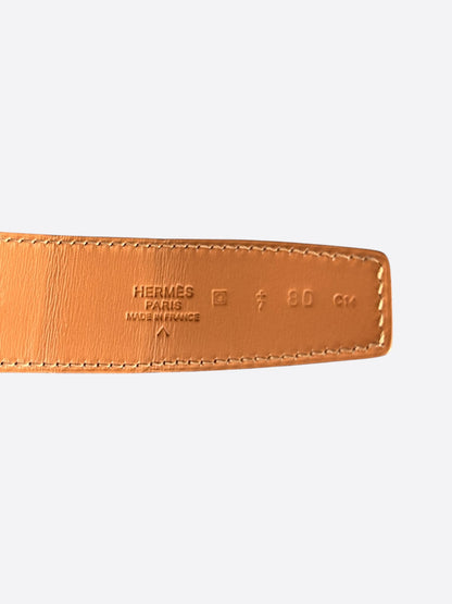 Hermes Bleu Jean & Brown Crocodile Constance Reversible Belt