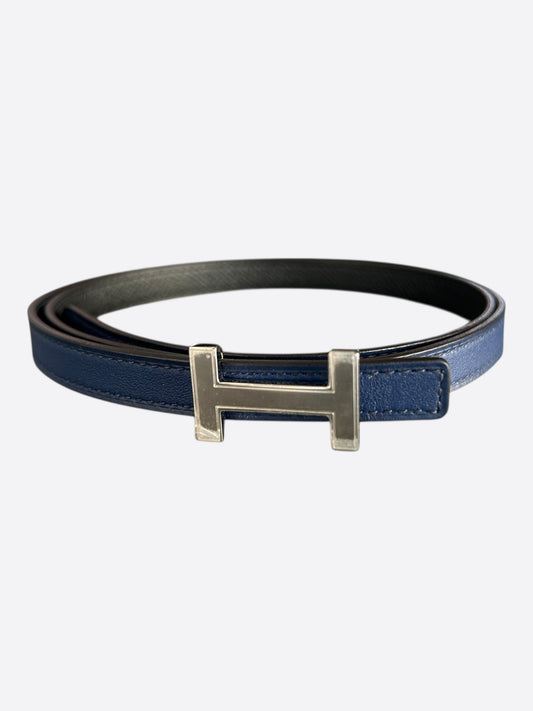 Hermes Bleu Saphir & Black Constance Reversible Belt