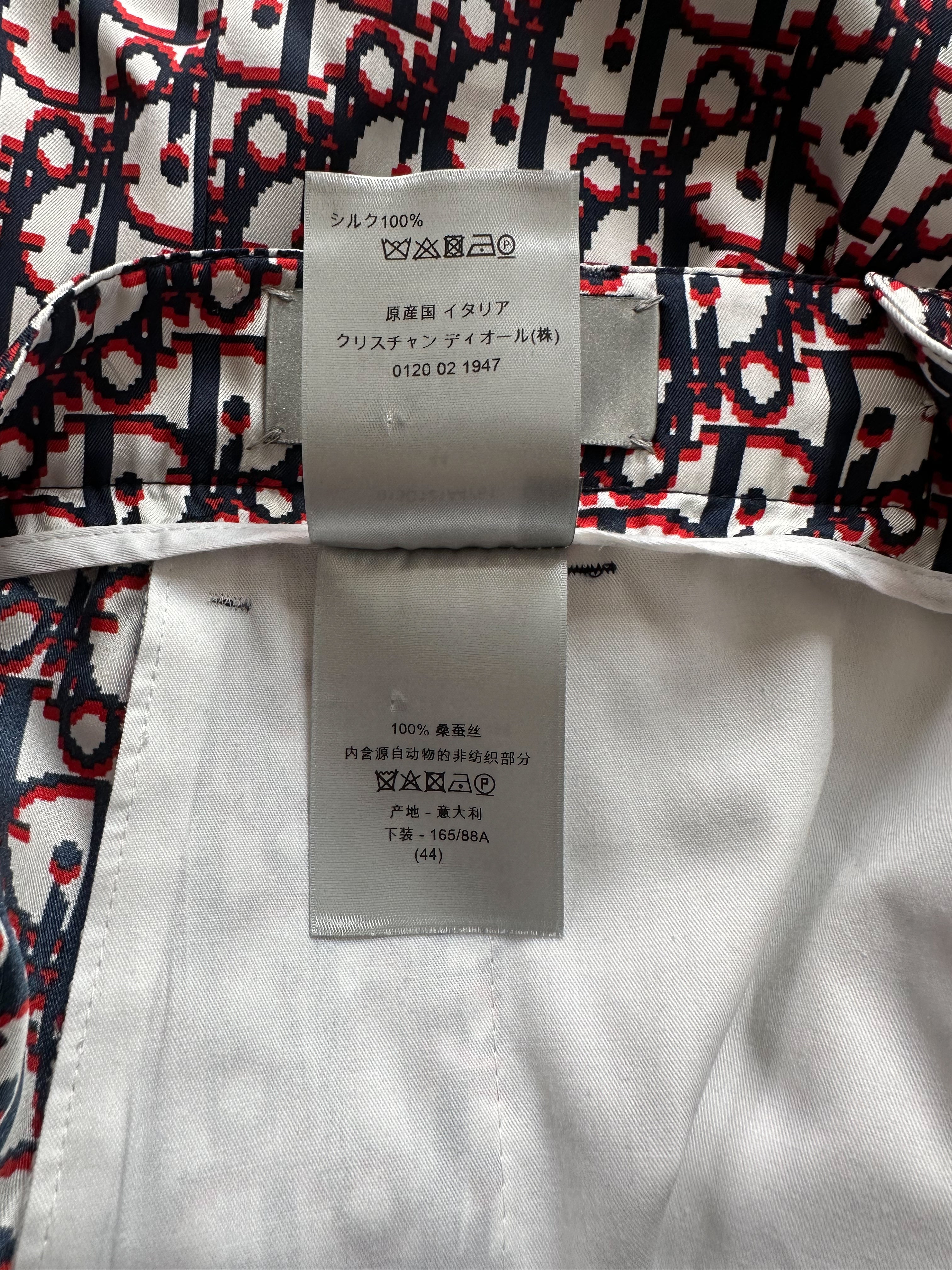Dior Blue & Red Pixel Oblique Bermuda Silk Shorts – Savonches