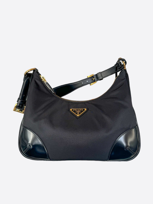 Prada Black & Gold Re-Edition Nylon Bag