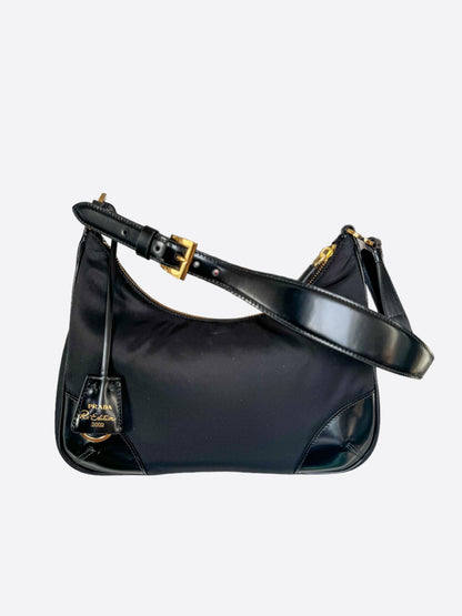 Prada Black & Gold Re-Edition Nylon Bag