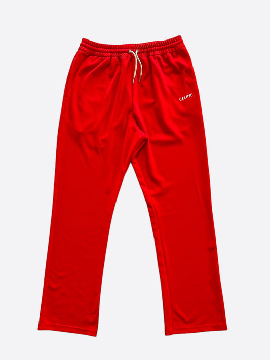 Celine Red & White Logo Trackpants