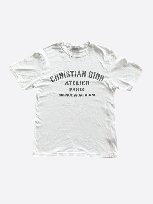 Dior White Atelier Faded Logo Tee