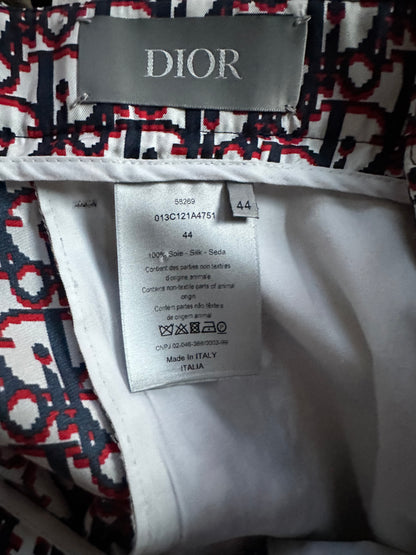 Dior Blue & Red Pixel Oblique Bermuda Silk Shorts