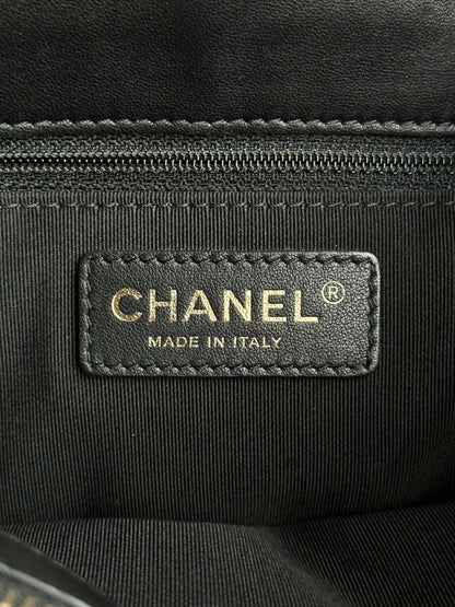 Chanel Black Lambskin Quilted Shopper Tote